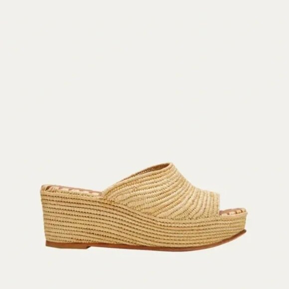 Carrie Forbes Karim Woven Raffia Wedge Slide Sandals Size 40 - Picture 1 of 6
